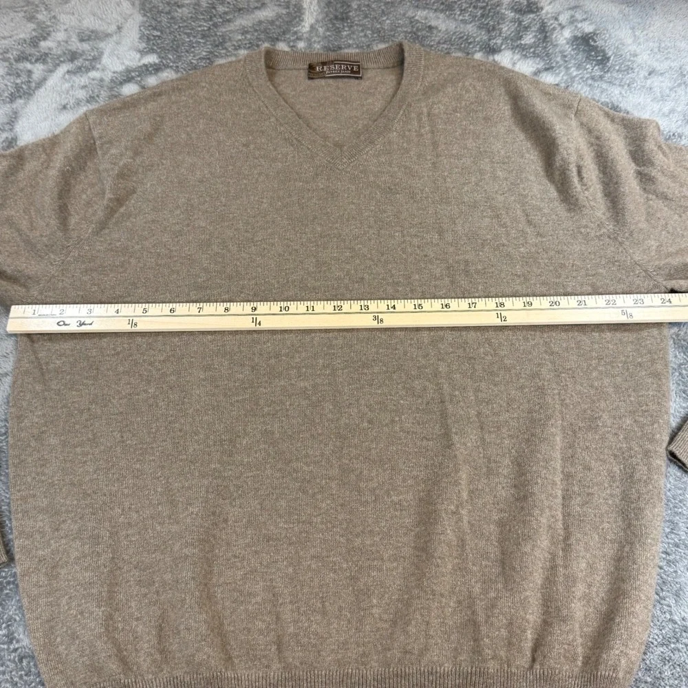 Reserve West Coast Patrick James 100% Cashmere V-Neck Sweater Mens 2XL Tan Brown